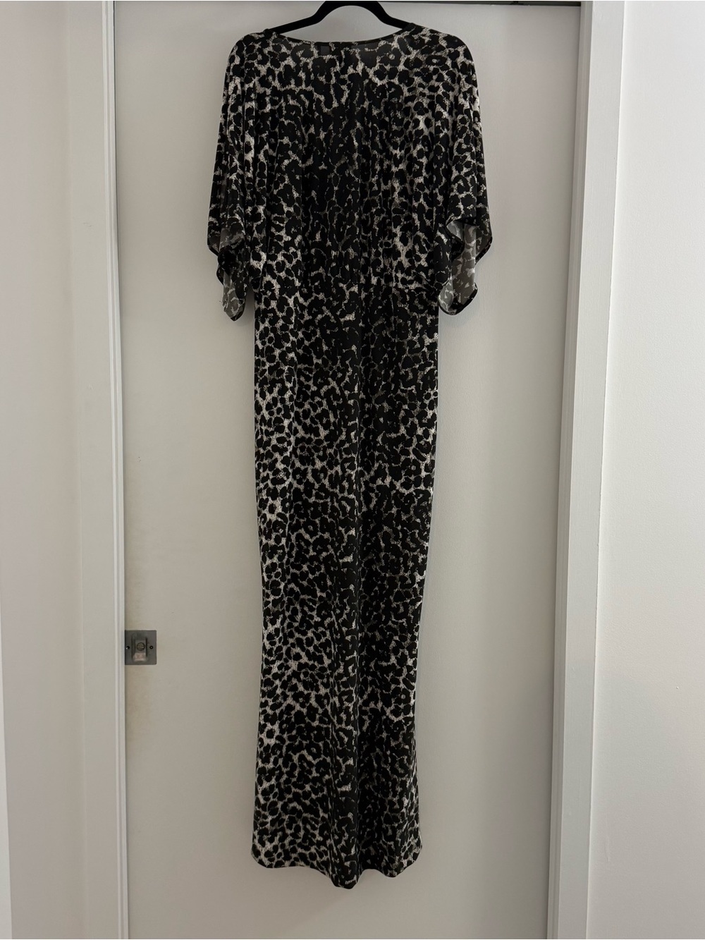 Norma Kamali x Kamali Kulture Leopard Print Stretch Jersey Maxi Gown Sz Med Boho - Picture 12 of 13